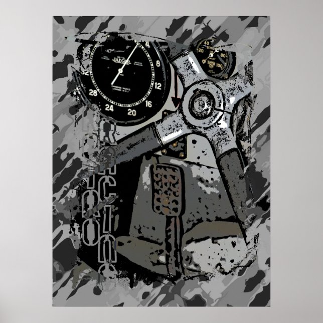 Poster Retro Racing - Gray Splatter (Devant)