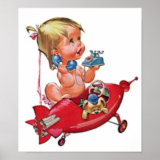 Poster Retro Rocket Girl