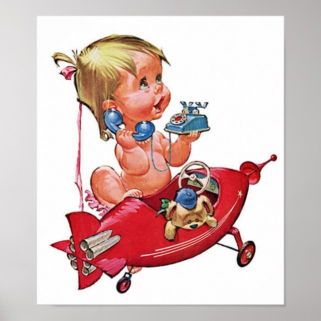 Poster Retro Rocket Girl (Devant)