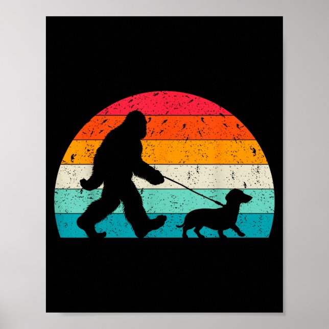 Poster Retro Sasquatch Lover Doxie Wiener Dog Walker Bigf (Devant)