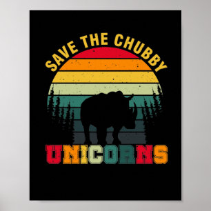 Poster Rétro Save The Chubby Unicorn - Save The Rhino