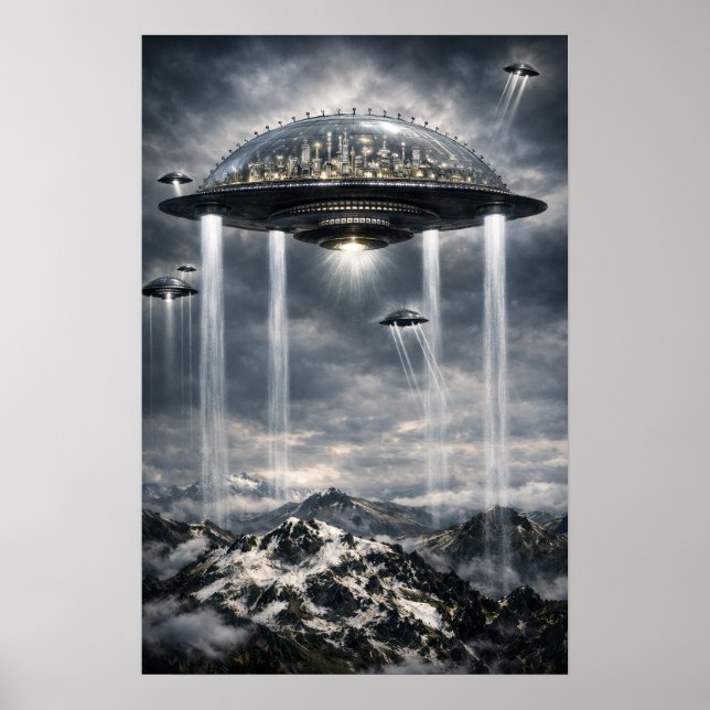 Poster Retro Sci-Fi Fantasy Cities Of The Future Art (Devant)