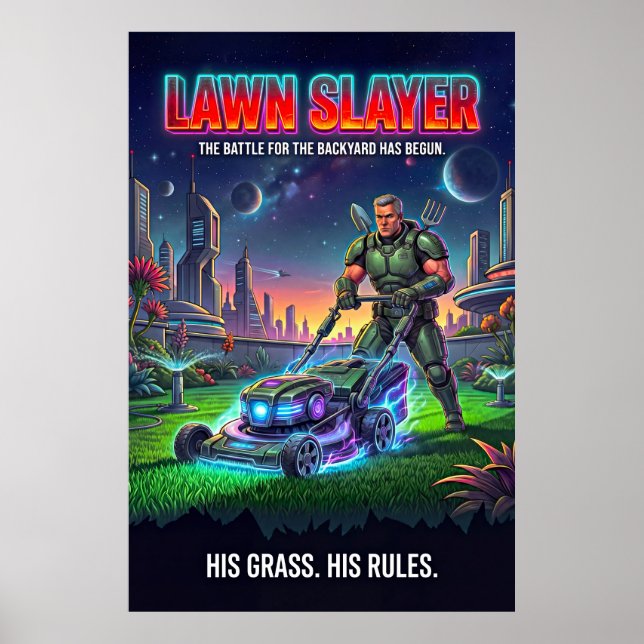 Poster Retro Sci Fi Tactical Lawn Hero Parody (Devant)