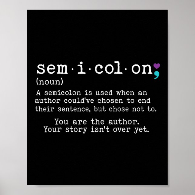 Poster Retro Semicolon Definition Suicide Prevention Awar (Devant)