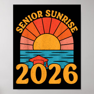 Poster Retro Senior Sunrise 2026 Aînés De Cl Beach Grad