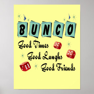 Poster Rétro signe de Bunco - bons temps, rires et amis