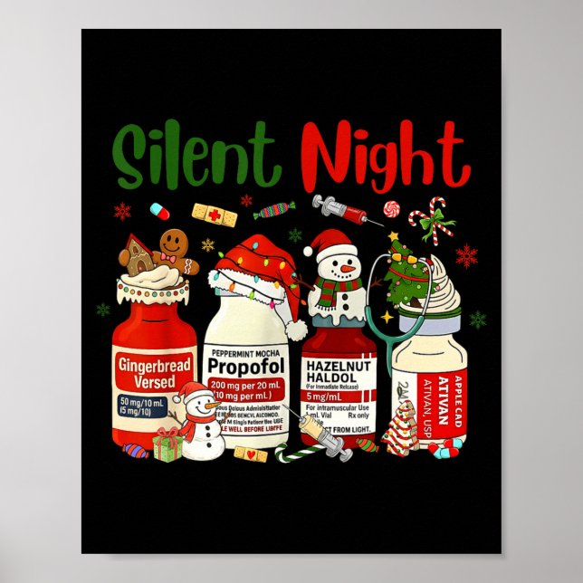 Poster Retro Silent Night Xmas Nurse Christmas Doctor Er  (Devant)