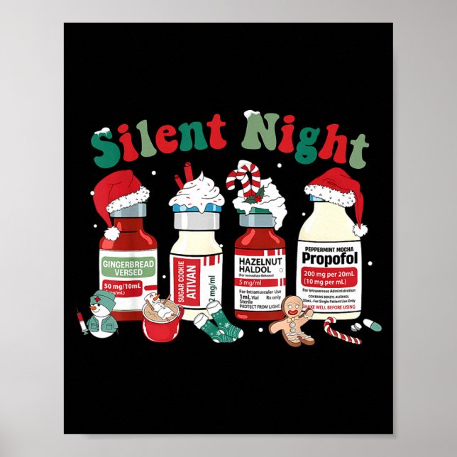 Poster Retro Silent Night Xmas Nurse Christmas Doctor Er  (Devant)