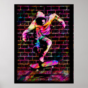 Poster Retro Skater - Skateboarder - Skateboard Vintage P