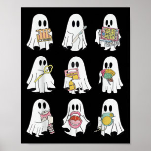 Poster Retro Slp Fantôme Halloween Orthophonie Automne Fa