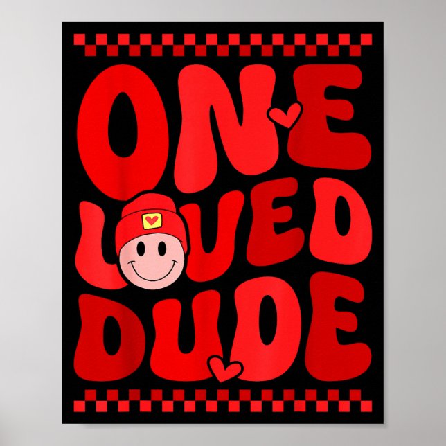Poster Retro Smile Face One Loved Dude Valentines Day Men (Devant)