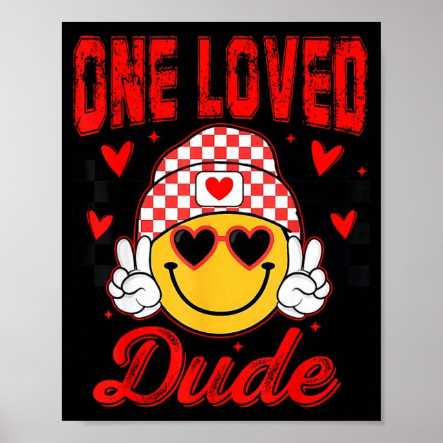 Poster Retro Smile Face One Loved Dude Valentines Day Men (Devant)