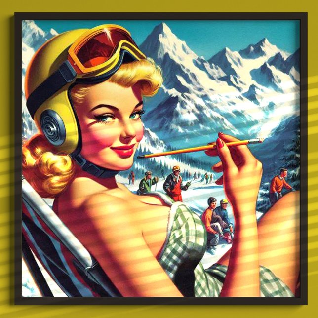 Poster Retro Snowboard Girl (Créateur téléchargé)