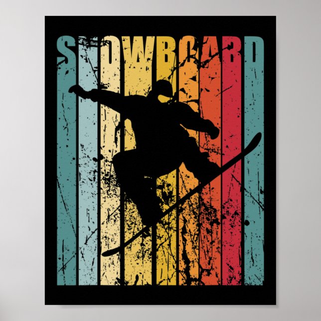 Poster Retro Snowboard Snowboard Ski Vacances Snowboar (Devant)
