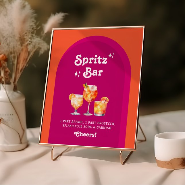 Poster Retro Spritz Bar - Coucher de soleil rose et orang (Créateur téléchargé)