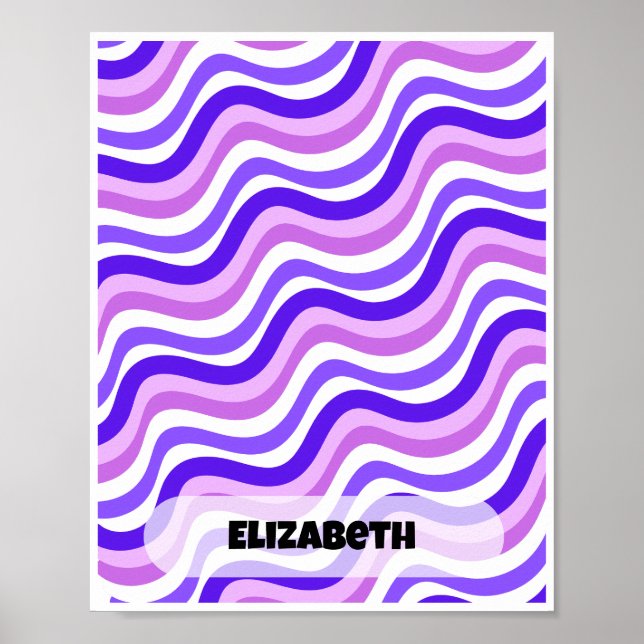 Poster Retro Squiggly Purple Personnalisé Nom Conception (Devant)