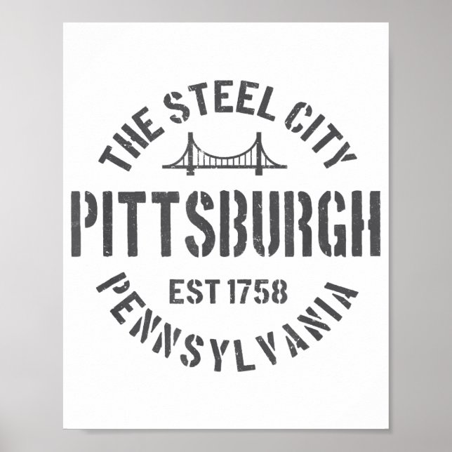 Poster Retro Steel City Pittsburgh Pennsylvania Yinz vint (Devant)