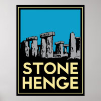 poster rétro stonehenge pierre henge art déco