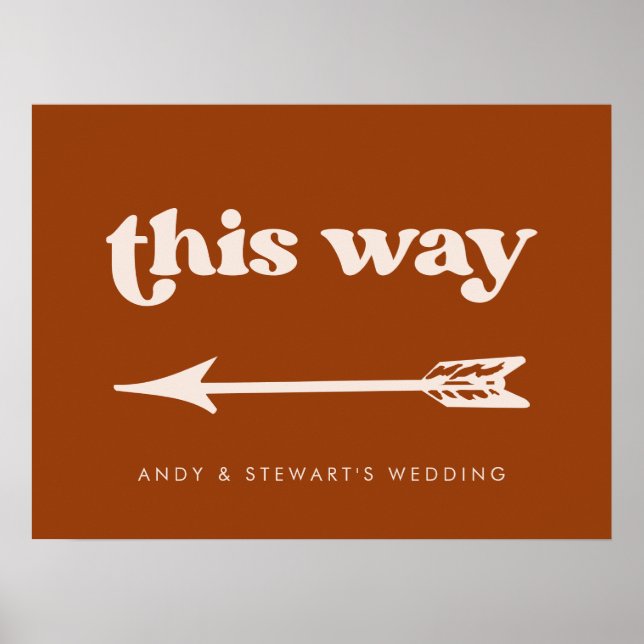 Poster Retro stylé Burnt Orange Mariage Direction (Devant)