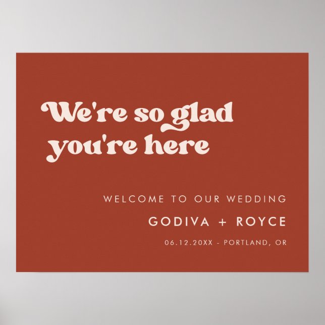 Poster Rétro stylish Terracotta Tellement content que vou (Devant)