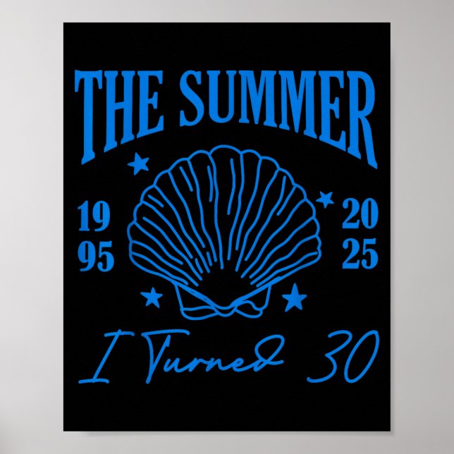 Poster Retro Summer I Turn 30 Seashell Coastal Beach Summ (Devant)