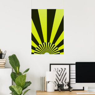 Poster Retro Sun Boho Sunshine Jaune Noir Abstrait Art