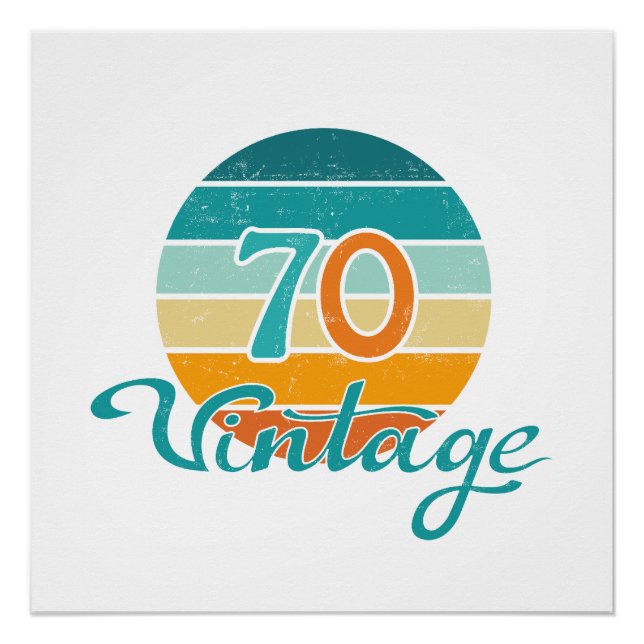 Poster Retro Sunset 70 Vintage en détresse (Devant)