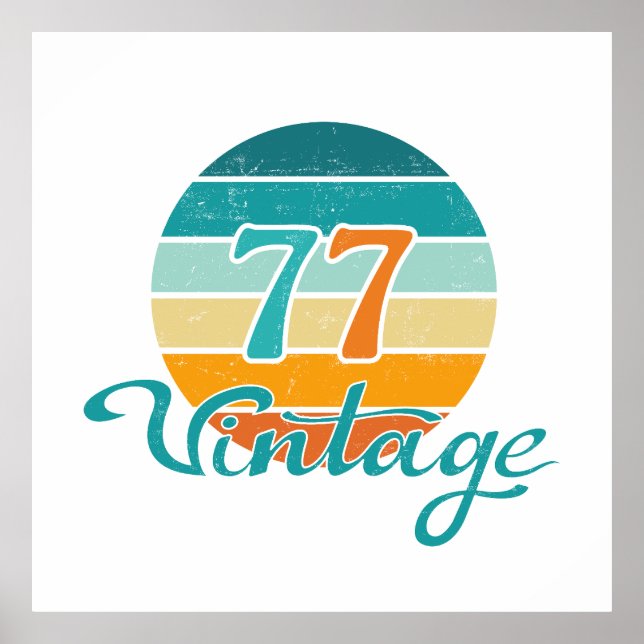 Poster Retro Sunset 77 Vintage Distressed (Devant)