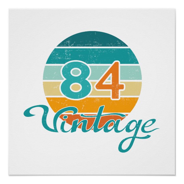 Poster Retro Sunset 84 Vintage Distressed (Devant)