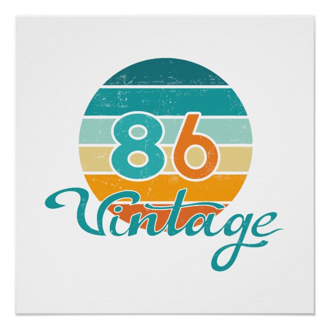 Poster Retro Sunset 86 Vintage Distressed (Devant)