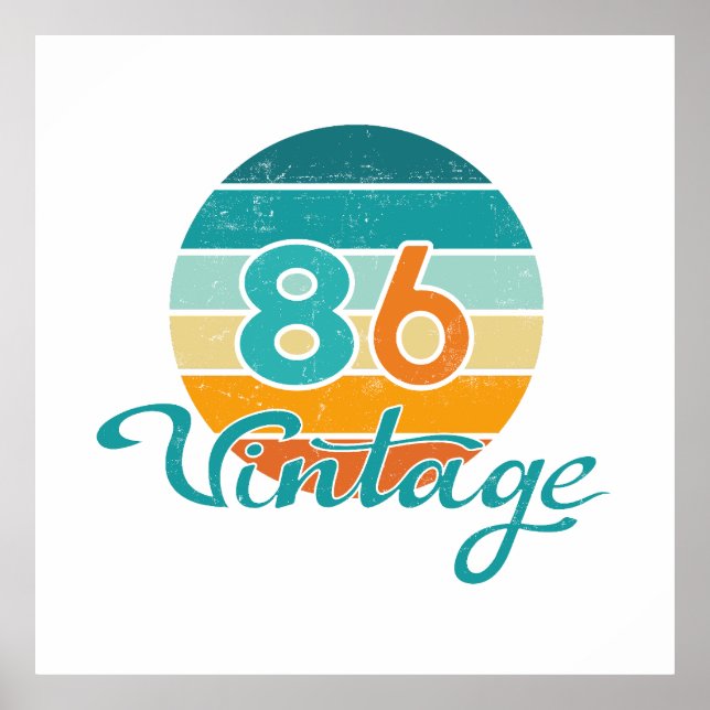 Poster Retro Sunset 86 Vintage Distressed (Devant)