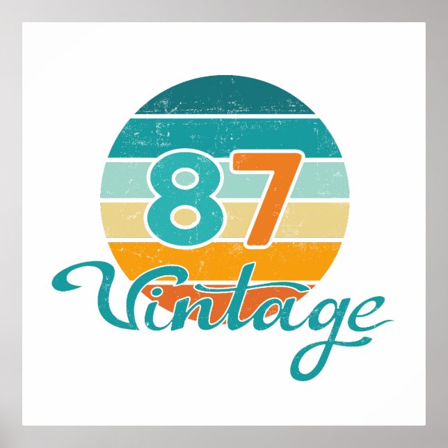 Poster Retro Sunset 87 Vintage Distressed (Devant)