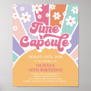 Poster Retro Sunshine 1er Anniversaire Heure Capsule