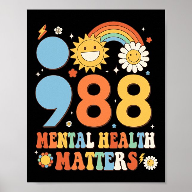 Poster Retro Super 988 Questions de santé mentale Suicide (Devant)