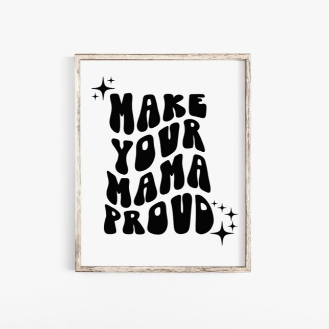 Poster Retro Super Faites de votre maman un joyeux art mu (Créateur téléchargé)