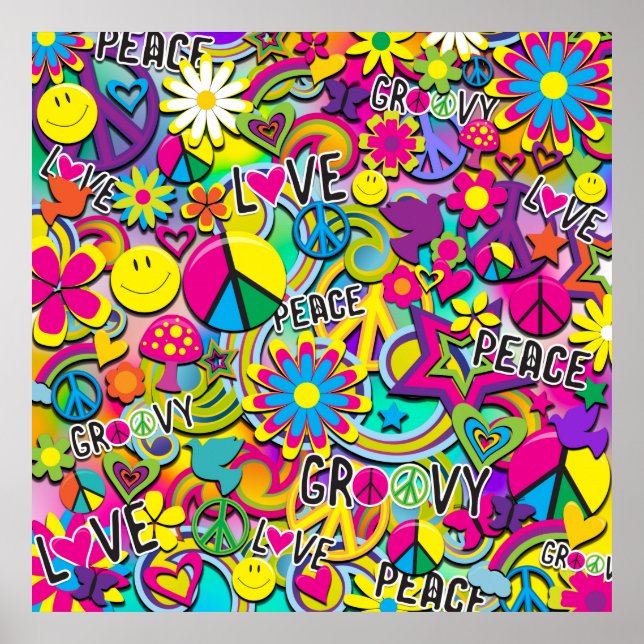Poster Retro Super FUN 60's Sixties Love Birthday Party (Devant)