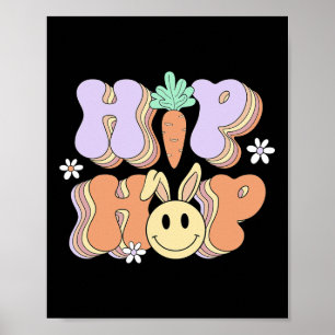 Poster Retro Super jour de Pâques Hip hop mignon lapin la