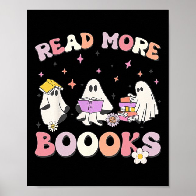 Poster retro Super Lire plus Livres Ghost Boo ghoul drôle (Devant)