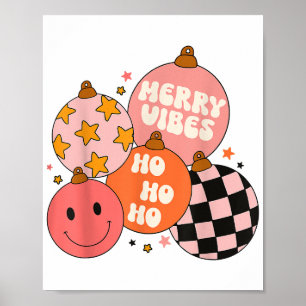 Poster Retro Super Merry Vibes Christmas Cute Père Noël C