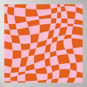 Poster Retro Super Wavy Psychedelic Checkerboard Vérifier