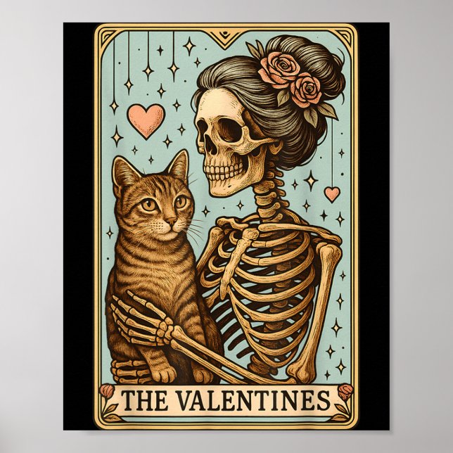 Poster Retro Tabby Cat Valentine's Day Mom Tarot Card  (Devant)