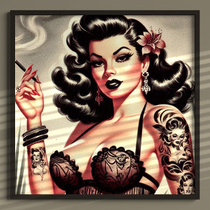 Poster Retro Tatto Goth Girl