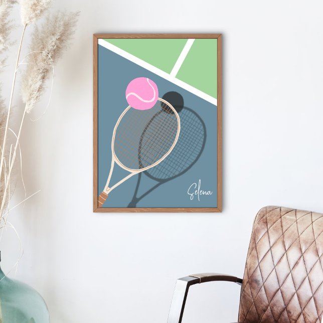Poster Retro Tennis Hard Court Star Signature personnalis (Créateur téléchargé)