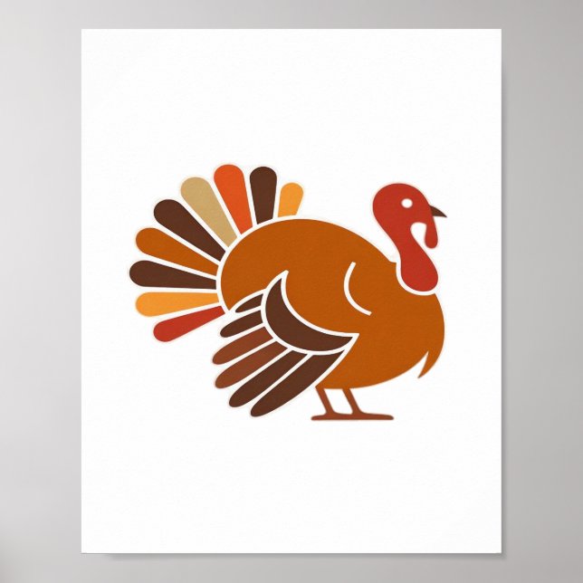 Poster Retro Thanksgiving Turquie - Automne Harvest Desig (Devant)