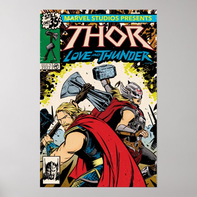 Poster Retro Thor : Love and Thunder Comic Couverture Hom (Devant)