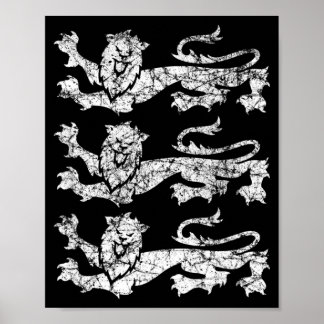 Poster Retro Three England Lions Vintage Souvenir T Shirt