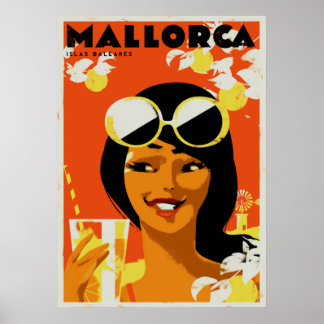 Poster Retro Travel - Mallorca Baléares Espagne