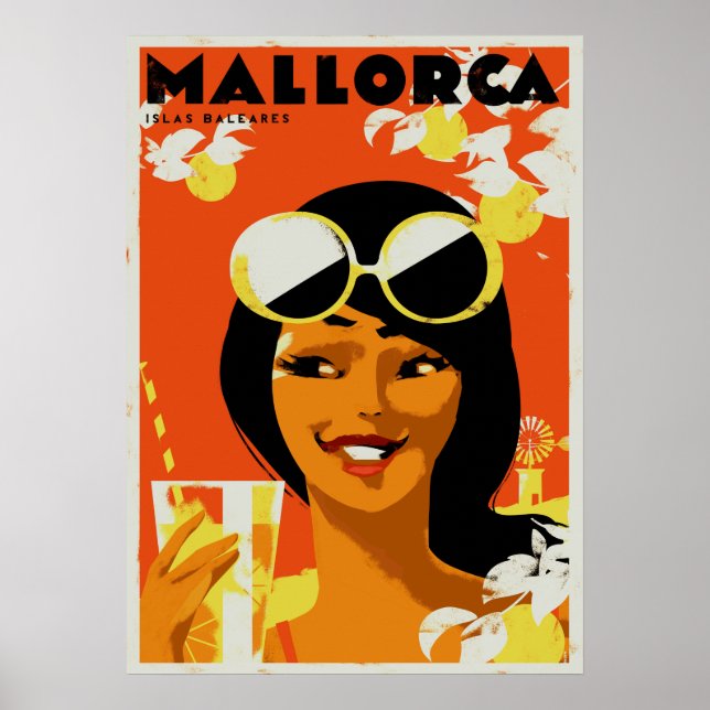 Poster Retro Travel - Mallorca Baléares Espagne (Devant)