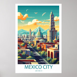 Poster Retro Travel Mexico City Destination Wall Art