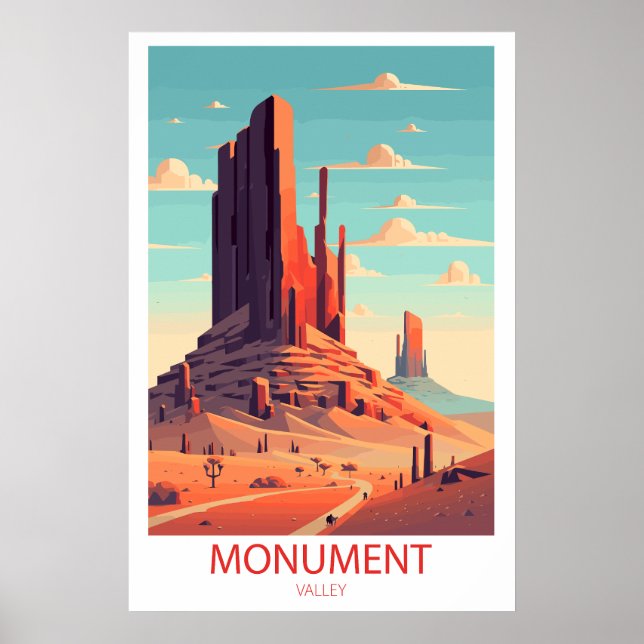 Poster Retro Travel Monument Valley Destination Wall Art (Devant)